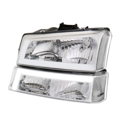 Chrome Headlights Sequential Signal Clear Reflector For 2003-2006 Chevy Silverado 1500 2500