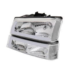 Chrome Headlights Sequential Signal Clear Reflector For 2003-2006 Chevy Silverado 1500 2500