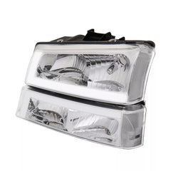 Chrome Headlights Sequential Signal Clear Reflector For 2003-2006 Chevy Silverado 1500 2500