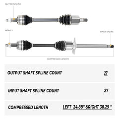 Pair Front CV Axle Shafts For 2013-2016 Dodge Dart 2.0L 2.4L AutoTrans 52123842AA