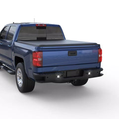 Black Rear Bumper w/ LED Lights For 2014-2018 Chevy Silverado GMC Sierra 1500 w/ Sensor Hole