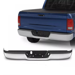 Chrome Separated Rear Bumper For 2009-2018 Ram 1500/ 2010-2012 Ram 2500 3500 w/o Sensor Hole & Dual Exhaust