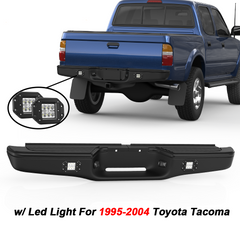 Black Rear Steel Step Bumper Assembly w/ Led Light For 1995-2004 Toyota Tacoma