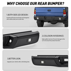 Black Rear Bumper Assembly w/ Led Light For 2000-2006 Toyota Tundra Fleetside Only