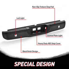 Black Rear Bumper Assembly w/ Led Light For 2000-2006 Toyota Tundra Fleetside Only