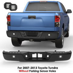 Black Steel Rear Bumper Assembly For 2007-2013 Toyota Tundra w/ LED w/o Park Assist Sensor Hole