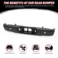 Black Steel Rear Bumper Assembly For 2007-2013 Toyota Tundra w/ LED w/o Park Assist Sensor Hole