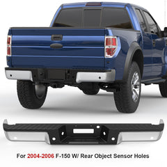 Chrome Steel Rear Step Bumper Assembly For 2004-2006 Ford F-150 W/ Park Assist Holes