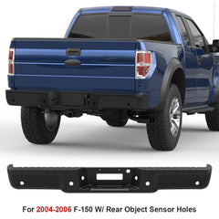 Black Steel Rear Step Bumper Assembly For 2004-2006 Ford F-150 w/ Park Assist Holes