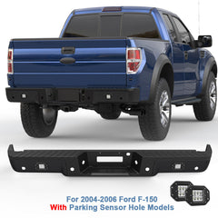Black Steel Rear Bumper Step Pad w/ LED Light For 2004-2006 Ford F-150 w/ Sensor Holes