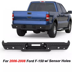 Black Steel Rear Bumper w/ LED Lights For 2006-2008 Ford F-150 w/ Park Sensor Holes