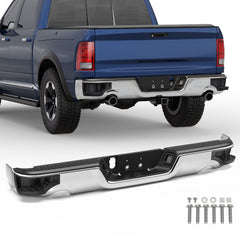 Chrome Steel Rear Bumper Corner Step For 2009-2018 Dodge Ram 1500 with Dual Exhaust without Rear Object Sensor