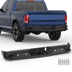 Black Steel Rear Bumper Corner Step For 2009-2018 Dodge Ram 1500/ 2010-2012 Ram 2500 3500 w/ Sensor Holes w/o  Dual Exhaust