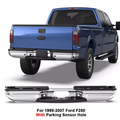 Chrome Steel Rear Step Bumper For 1999-2007 Ford F250 F350 Super Duty With Sensor Hole