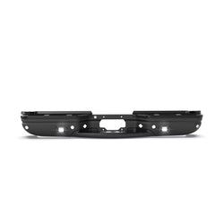 Black Steel Rear Step Bumper w/ LED Light For 1999-2007 Ford F-250 F-350 w/ Park Sensor Holes