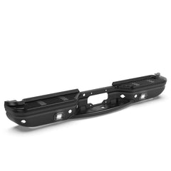 Black Steel Rear Step Bumper w/ LED Light For 1999-2007 Ford F-250 F-350 w/ Park Sensor Holes