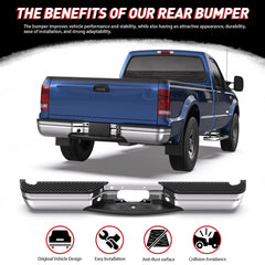 Chrome Rear Step Bumper Assembly For 1997-2004 Ford F-150 1997-1999 F-250 StyleSide