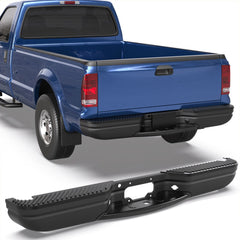 Black Steel Rear Step Bumper Assembly For 1997-2004 Ford F150 / 1997-1999 F250