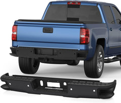 Black Rear Bumper For 2014-2018 Chevy Silverado GMC Sierra 1500 w/ Park Assist Sensor & Corner Step