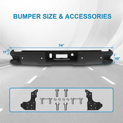 Black Rear Bumper For 2014-2018 Chevy Silverado GMC Sierra 1500 w/ Park Assist Sensor & Corner Step