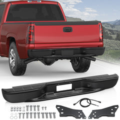 Black Rear Bumper For 1999-2007 Chevy Silverado GMC Sierra 1500 without Parking Sensor Holes