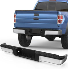 Chrome Steel Rear Bumper Assembly For 2009-2014 Ford F150 w/o Parking Sensor Holes