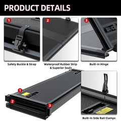 4-Fold 6FT FRP Hard Tonneau Cover For 1982-1993 Chevrolet S10 /GMC  S15 Sonoma Truck Bed (Not for Stepside)