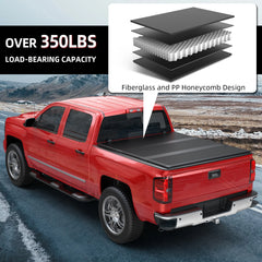 5.8FT FRP Hard Tri-Fold Tonneau Cover For 2004-2006 Chevy Silverado GMC Sierra 1500 (2007 Classic Only) Fleetside Truck Bed, On Top Style