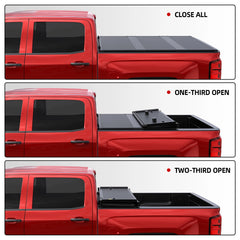 5.8FT FRP Hard Tri-Fold Tonneau Cover For 2004-2006 Chevy Silverado GMC Sierra 1500 (2007 Classic Only) Fleetside Truck Bed, On Top Style