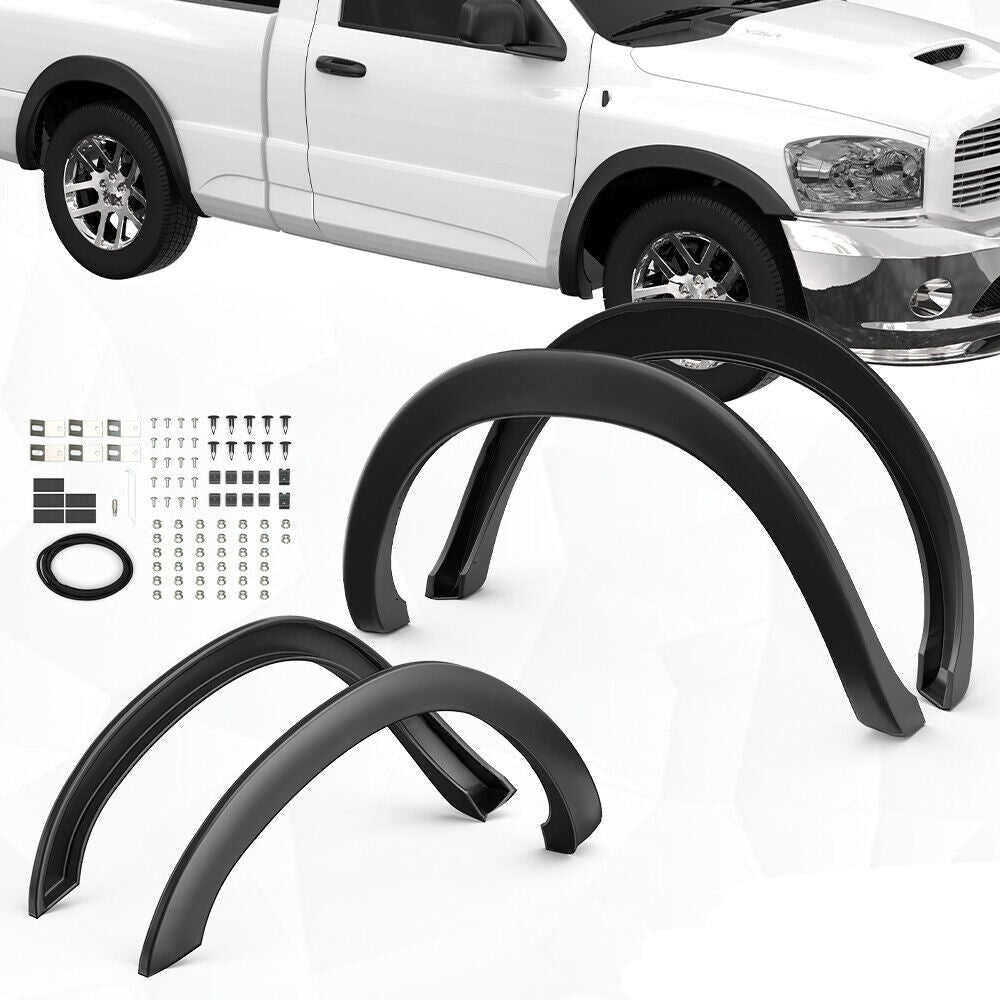 Front & Rear Black Wheel Fender Flares For 2002-2008 Dodge Ram 1500 2003-2009 Ram 2500 Factory Style (Set of 4)