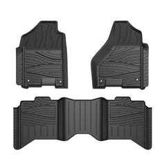 Black Rubber Floor Mats Liners For 2019-2022 Ram 1500 Classic 2010-2018 Ram 2500 3500 Crew Cab (Set of 2)