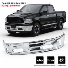 Chrome Steel Front Lower Bumper For 2013-2018 Ram 1500 w/ Two-piece Bumper Type w/ Fog Light Holes 68160853AB