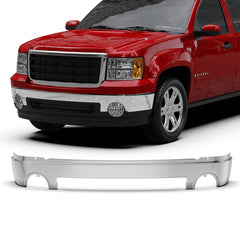 Chrome Steel Front Bumper For 2007-2013 GMC Sierra 1500 w/ Fog Light Holes