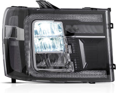 Black Housing Full LED Reflector Headlights w/ Dynamic DRL For 2007-2013 GMC Sierra 1500 SLE 2pcs