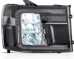 Black Housing Full LED Reflector Headlights w/ Dynamic DRL For 2007-2013 GMC Sierra 1500 SLE 2pcs