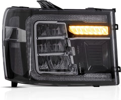 Black Housing Full LED Reflector Headlights w/ Dynamic DRL For 2007-2013 GMC Sierra 1500 SLE 2pcs