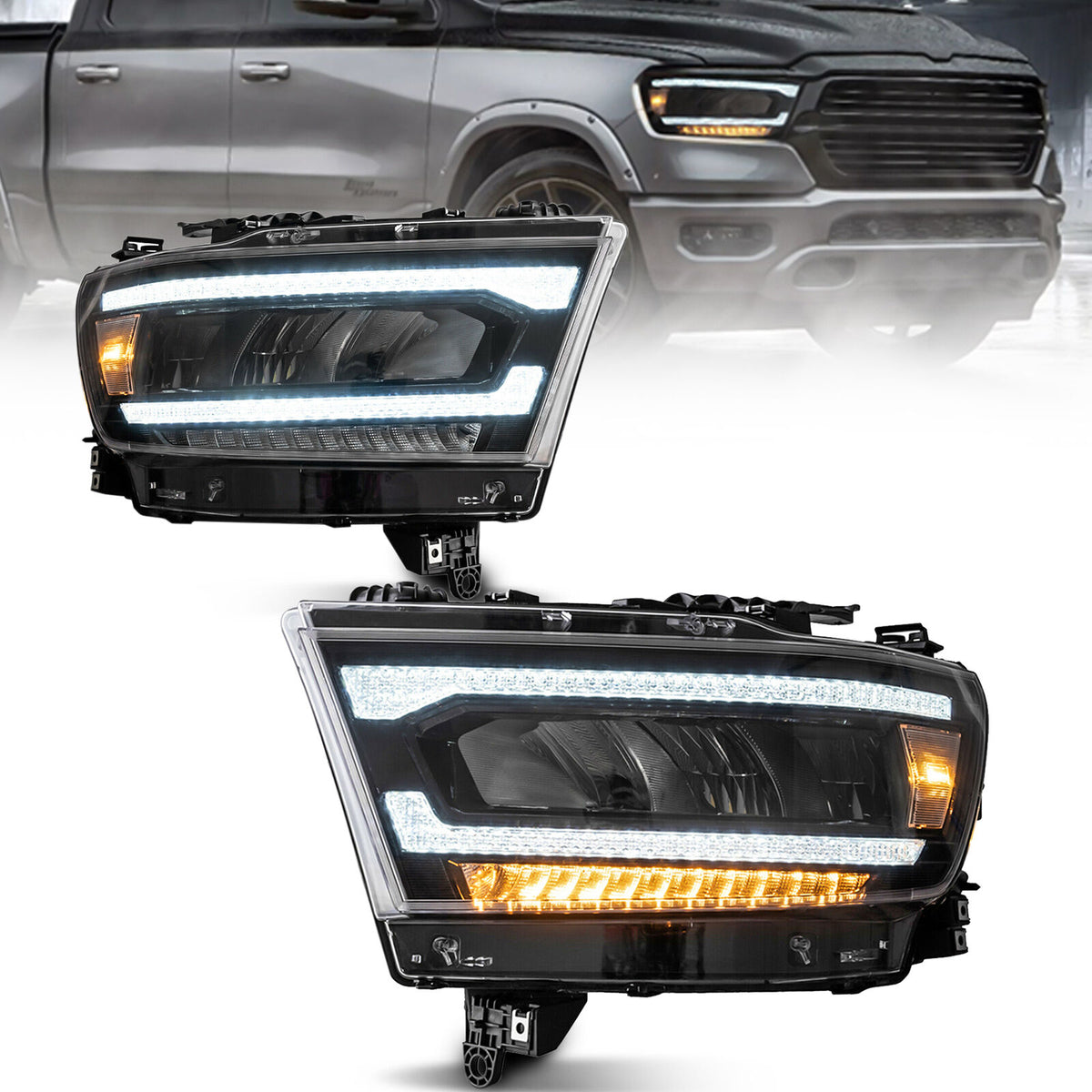 NEW Pair LH & RH LED Projector Headlights For 2019 2020 2021 Dodge Ram 1500