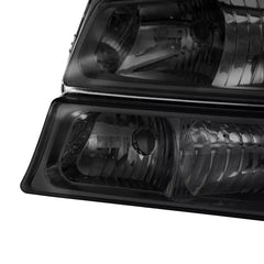 Black Headlights Bumper Light Amber Corner For 2003-2006 Chevrolet Silverado 1500