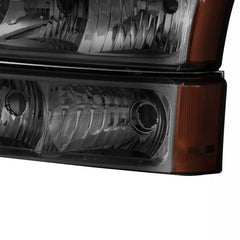 Black Headlights Bumper Light Amber Corner For 2003-2006 Chevrolet Silverado 1500