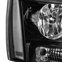 Headlights Assembly For 2007-2014 Chevy Tahoe Avalanche Suburban with Black Housing/Clear Lens/Clear Reflector