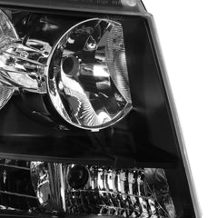 Headlights Assembly For 2007-2014 Chevy Tahoe Avalanche Suburban with Black Housing/Clear Lens/Clear Reflector