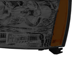 Headlights Assembly For 2007-2014 Chevy Tahoe Avalanche Suburban with Chrome Housing/Black Lens/Amber Reflector