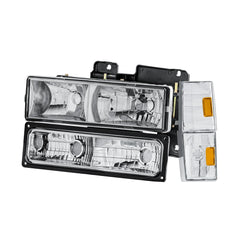 Chrome Headlights w/ Bumper Corner Lights For 1988-1993 Chevy C/K 1500 2500 3500