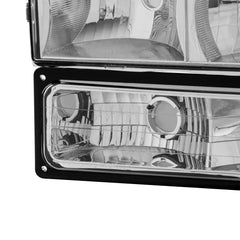 Chrome Headlights w/ Bumper Corner Lights For 1988-1993 Chevy C/K 1500 2500 3500