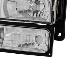 Chrome Headlights w/ Bumper Corner Lights For 1988-1993 Chevy C/K 1500 2500 3500