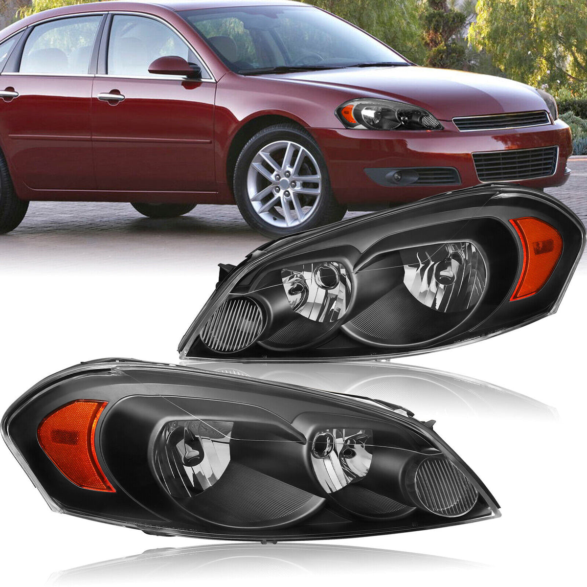 Black Housing 2006-2013 Chevy | Impala 06-07 Monte Carlo Headlights La Left Right - Foto 4
