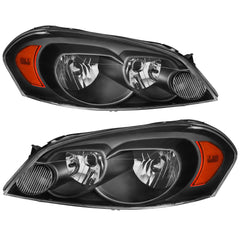 Black Housing Clear Lens Headlights Assembly For 2006-2013 Chevy Impala 2006-2007 Monte Carlo 2pcs