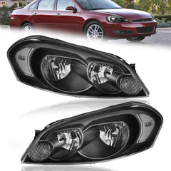 Black Housing Clear Lens Headlights Assembly For 2006-2013 Impala 2014-2016 Limited 2006-2007 Montee Carlo