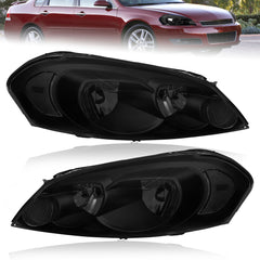 Black Housing Headlights Assembly Clear Reflector For 2006-2013 Chevy Impala 2014-2016 Impala Limited