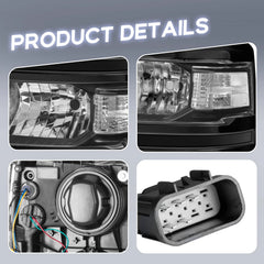 Black Headlights Assembly Front Lamps For 2014-2015 Chevy Silverado 1500 LH+RH
